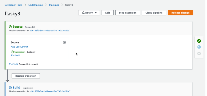 Screenshot of the AWS CodePipeline Console