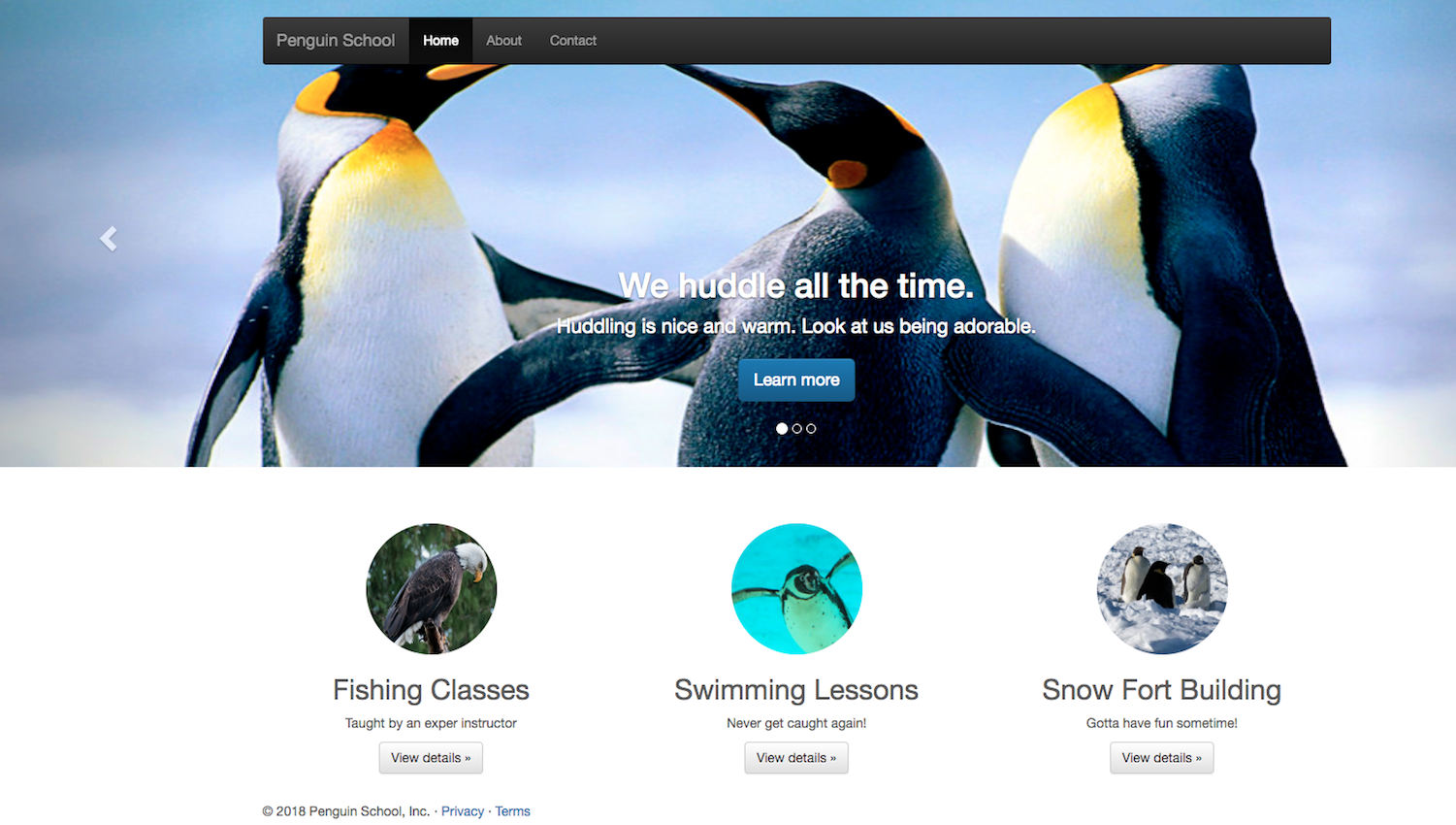 Website with many adorable penguins
