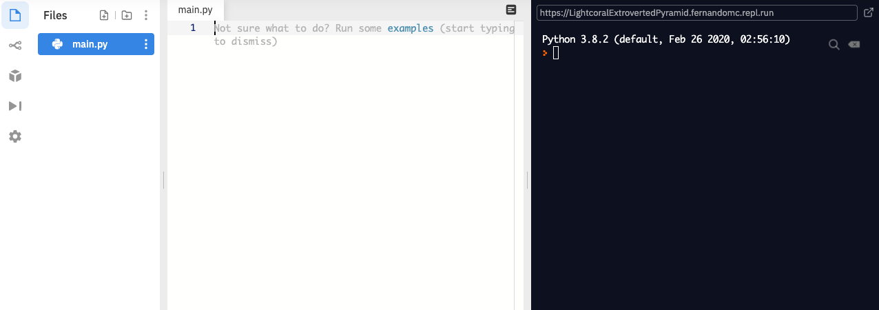 Screenshot of the Repl.it layout for Python