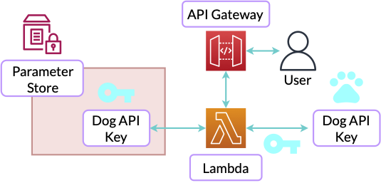 Diagram of Dog API key access to dogs API