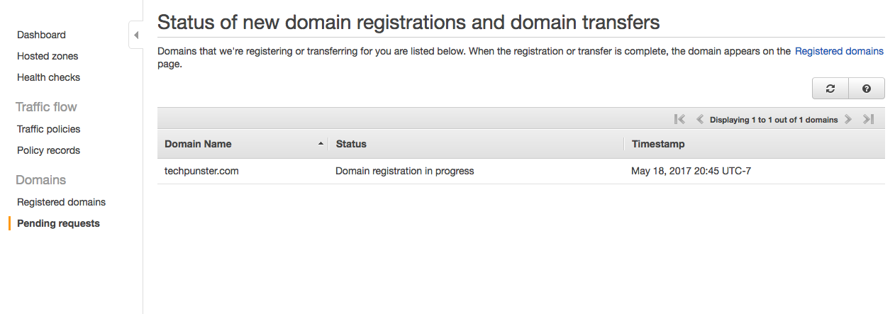 Pending domain registration